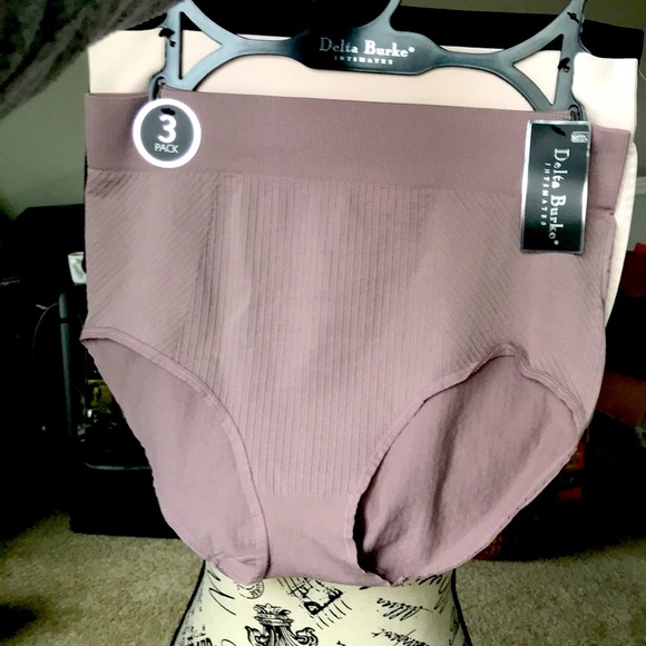 Delta Burke Other - Delta Burke High Waist Panties Set of 3 Beige Black Mauve